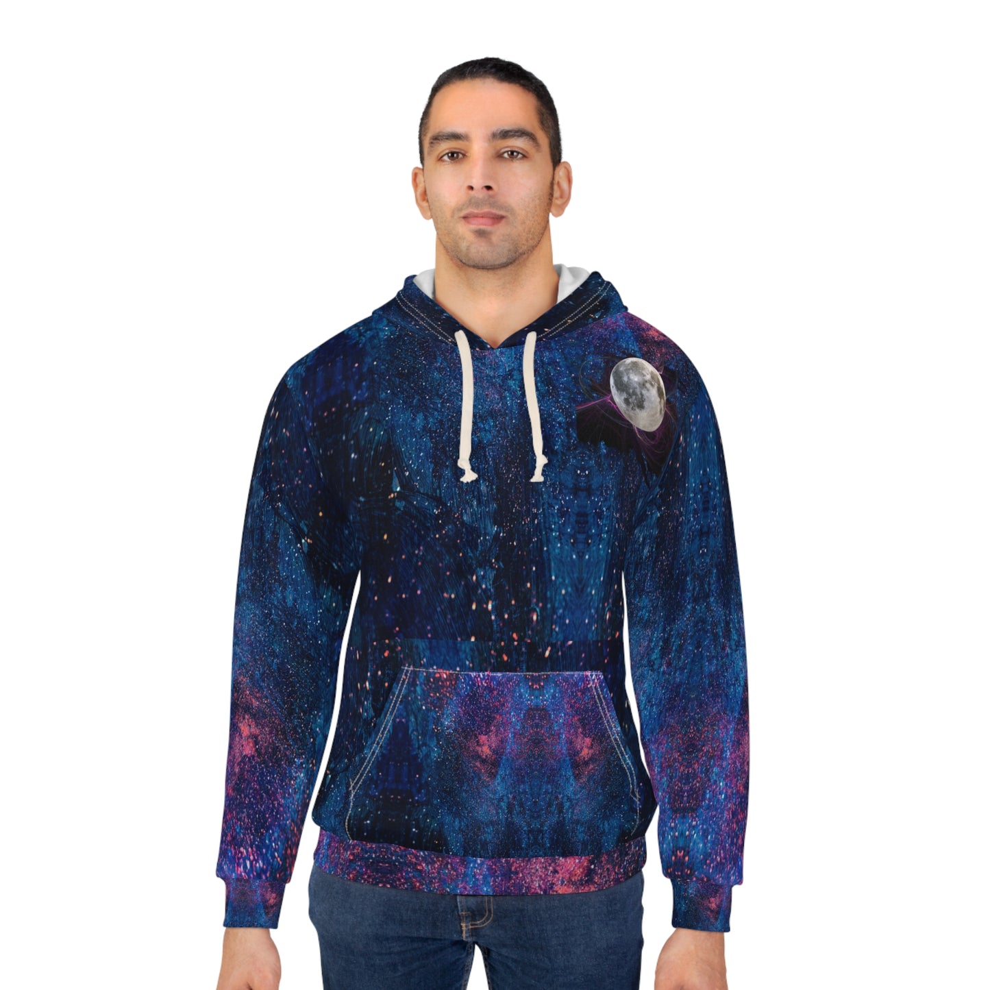 Galaxy Hoodie, Moon Lovers Hoodie, Outerspace Hoodie, warm Hoodie, All over print Hoodie, Mountains Hoodie Outdoor Adventure Hoodie, Unisex Pullover Hoodie (AOP)