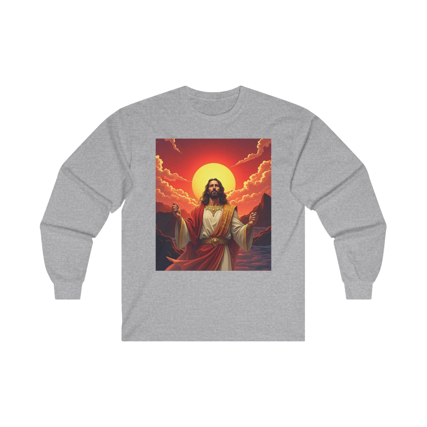 Jesus Sunrise long sleeved, Long Sleeved Christian Apparel Jesus, Shirt Small to 5XL, Religious T-Shirts, Faith Clothing Inspirational Christian, Tee Cotton Long Sleeve Tee