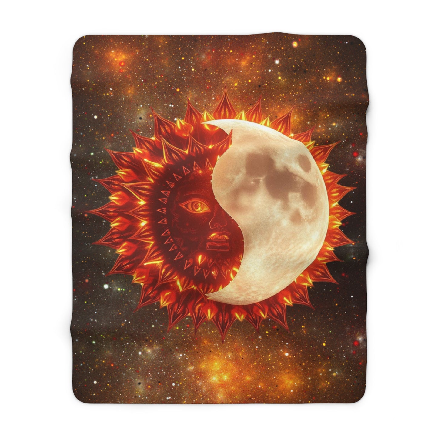 Sun and Moon Blanket, Sherpa Fleece Blanket, Sun and Moon Lovers Gift, Outerspace lovers Housewarming Gift, Birthday Gift, Eclipse Blanket.