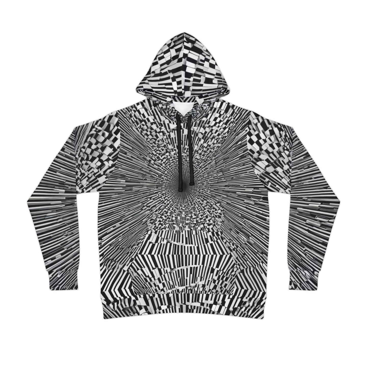 Wolf Feather Headdress Hoodie, Indiana Soul hoodie, All-Over Print Wolf Hoodie, Black and White Pattern Hoodie, Tribal Wolf Design Sweatshirt, Athletic Hoodie (AOP)