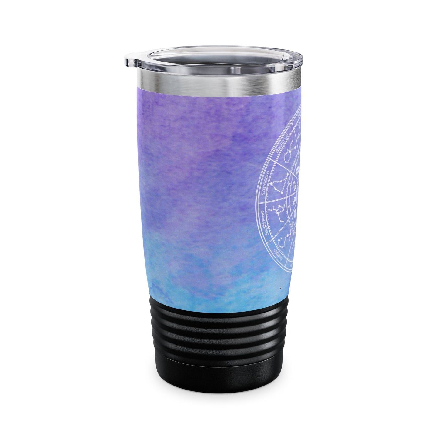 Birth Sign Star Chart Tumbler, Light Blue and Purple Travel Mug, Astrology Ringneck Tumbler Celestial 20oz, Zodiac Chart Stainless Steel Tumbler.