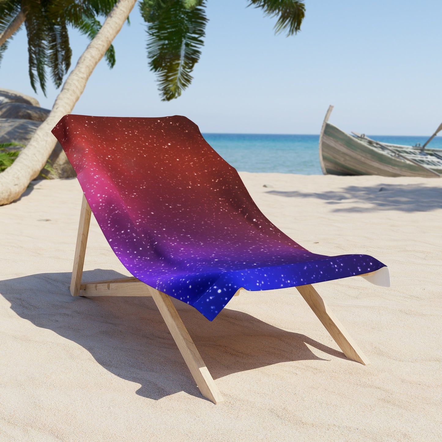 Galaxy Beach Towel, Red and Purple Beach Towel, Cosmic Night Sky Towel, Galaxy Inspired Towel, Space-Themed Beach Towel.