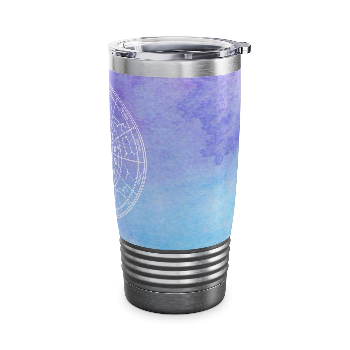 Birth Sign Star Chart Tumbler, Light Blue and Purple Travel Mug, Astrology Ringneck Tumbler Celestial 20oz, Zodiac Chart Stainless Steel Tumbler.