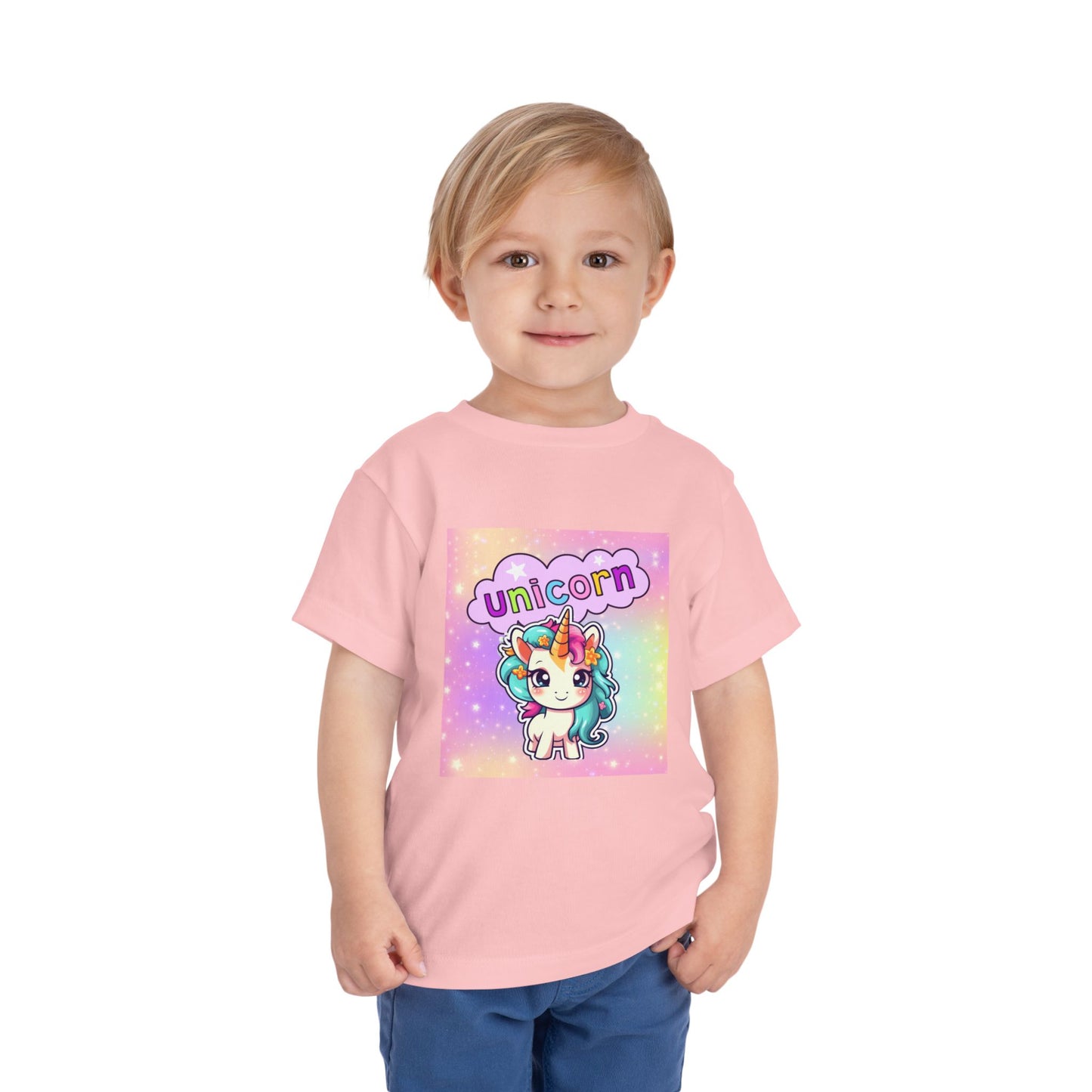 Toddler Unicorn T-Shirt Baby, Unicorn Kids Tee Rainbow Background, Shirt for Toddlers, Cute Toddler Unicorn Clothing, Magical Unicorn Toddler Apparel.