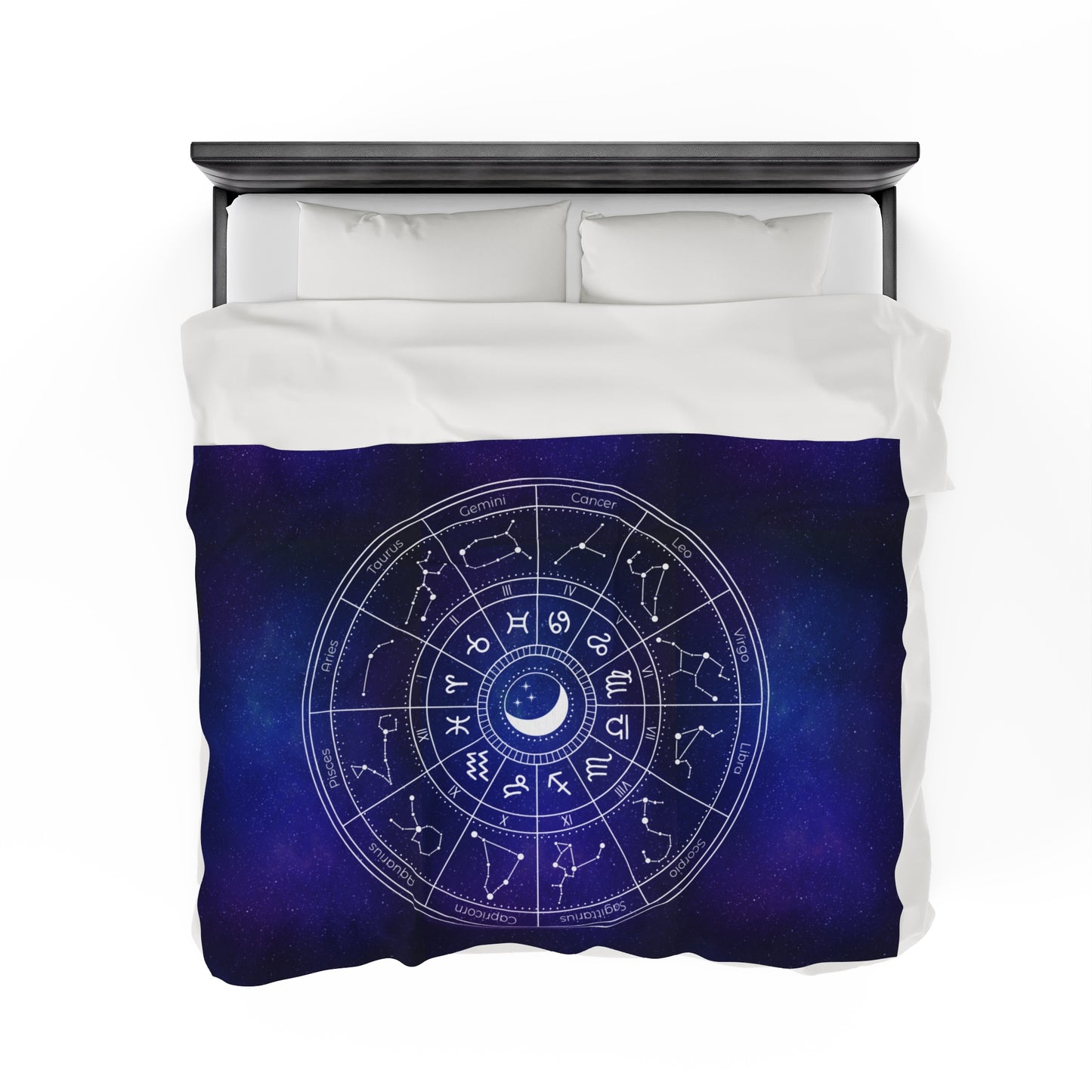 Star Signs Plush Blanket, Blue Galaxy Zodiac Throw Blanket, Velveteen Astrology Blanket, Zodiac Birth Chart Blanket. Birthday zodiac blanket gift.