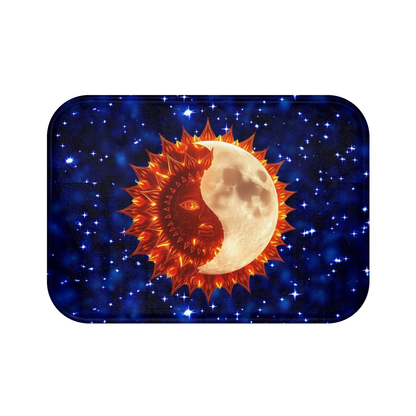 Sun and Moon Bathmat, Yin and Yang Bath Rug, Moon Bathroom mat, Sun Bathmat, Starry Bath Rug, Lover of Space Gift, Sun and Moon Lover Housewarming Gift, Bath Mat