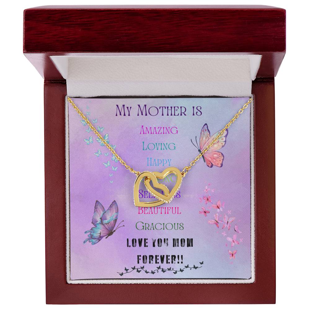 Heart pendants Neckless, Neckless Gift for Mom, Elegant accessories Neckless, Gift to mom or Christmas, Two Heats enclosed Neckless, Sparkling accents Fashionable keepsake, Mothers Love symbol.