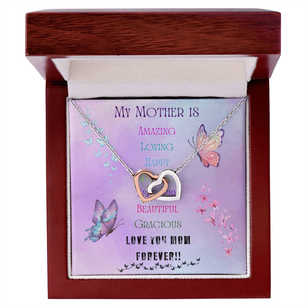 Heart pendants Neckless, Neckless Gift for Mom, Elegant accessories Neckless, Gift to mom or Christmas, Two Heats enclosed Neckless, Sparkling accents Fashionable keepsake, Mothers Love symbol.